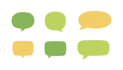 Set of vintage comics speech bubbles. Grunge texture text box frame, retro chat box, message box conversation template vector illustration design.