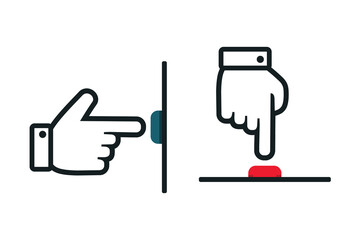 Hand push button icon. Illustration vector