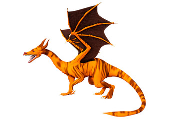 Naklejka premium 3D Rendering Fairy Tale Dragon on White