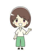  紹介する女性のイラスト