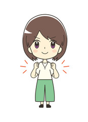 Obraz premium 気合を入れる女性のイラスト