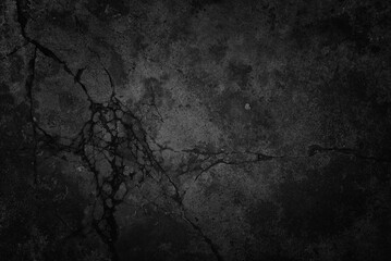 Black wall texture rough background dark concrete floor.