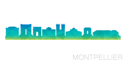 Montpellier, France Low Poly Skyline Clip Art City Design. Geometric Polygon Graphic Horizon Icon. Vector Illustration Symbol.