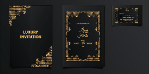 Obraz na płótnie Canvas elegant wedding invitation cards set