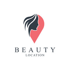 women beauty and gps location concept logo design