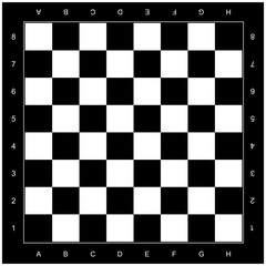 Checker or chess square board vector black and white illustration.