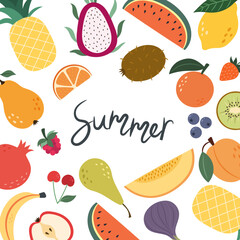 Fruit summer banner. Vector illustration