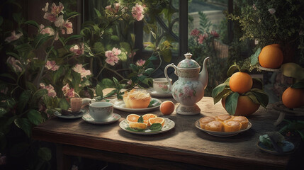 Afternoon tea and cakes in the garden