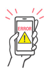 エラーメッセージの出るスマホのベクターイラスト素材