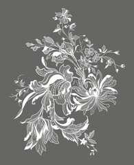 Fototapeta premium lace flowers and foliage. Vector illustration, bouquet.