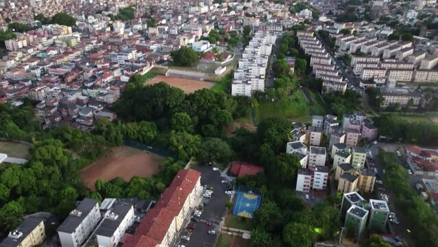 salvador, bahia, brazil - april 23, 2023: aerial view of popular housing condominium in the city of Salvador.