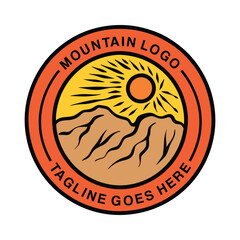 Mountain Monoline Logo Vector Vintage illustration Emblem Design badge illustration Symbol Icon