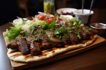 Kebab meat dish. AI Generated