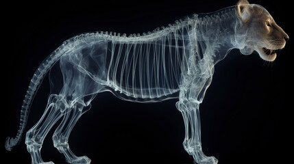 X-Ray View of Tiger Showing Bones

