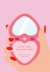 Positive energy poster. Woman holding mirror poster print.