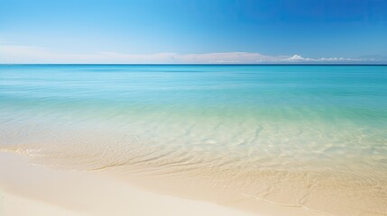 Fototapeta na wymiar Serene beach scene with crystal clear water and golden sand, generative ai