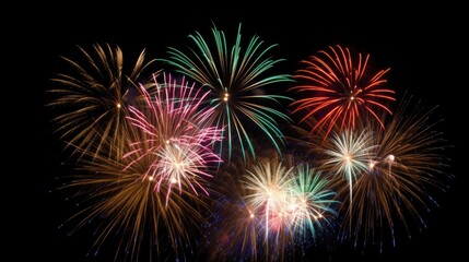  Spectacular fireworks display lighting up the night sky during a celebration, generative ai