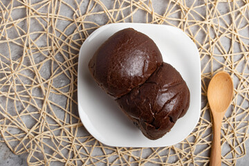 Chocolate bread in a white plate