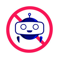 No bot stop robot prohibition sign vector 10 eps