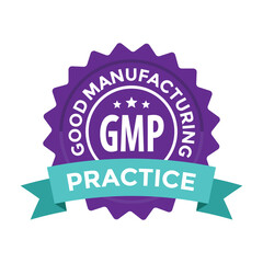 good manufacturing practice, GMP, gold seal blank, red ribbon, vector illustration 