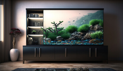 Home decor TV cabinets. Generative AI.