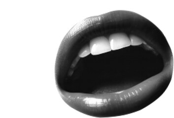 Opened woman lips as retro halftone collage elements for mixed media design. Mouth in scream in halftone texture, dotted pop art style. Vector illustration of scribble grunge punk crazy art templates