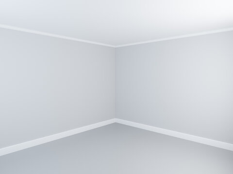 architecture indoor corner empty room white walls floor ceiling 3d blank interior living room office gallery studio hallway perspective view