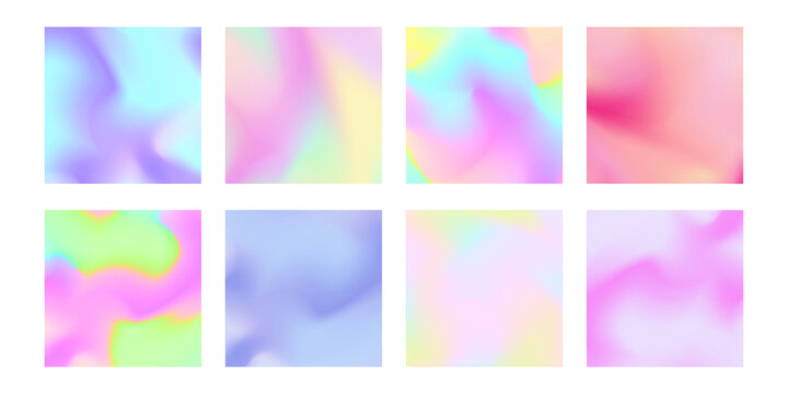 Holography vector card background set multicoloured for book, printing, poster, billboard, advertisement, packaging, brochure, collage, wallpaper. 10 eps