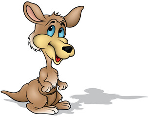 Cute Brown Kangaroo with Smile and Blue Eyes and Big Pocket