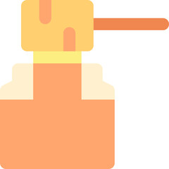 Honey jar with honey dipper in flat icon