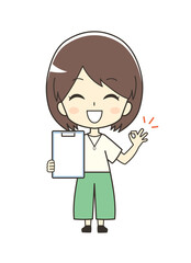 バインダーを持つ女性のイラスト