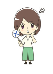 バツを持つ女性のイラスト