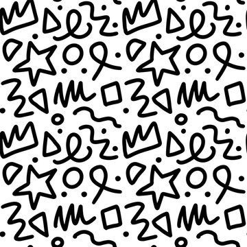 90s seamless pattern squiggle random
