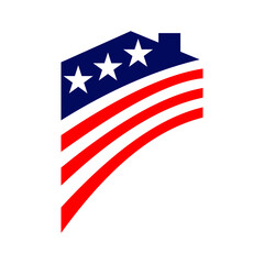 american flag house premium house mortgage logo vector