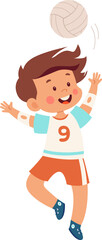 Kid Boy Playing Volleyball