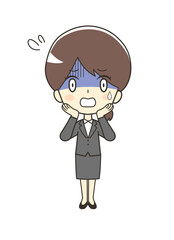 悲壮感漂うスーツの女性のイラスト