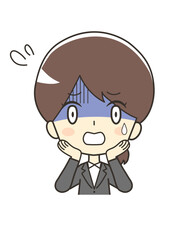 悲壮感漂うスーツの女性のイラスト