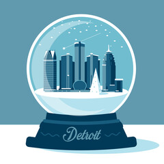 Detroit Michigan snow globe
