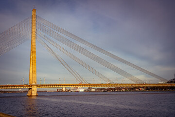 Riga, Latvia - Vansu Bridge over Daugava river