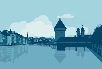 Luzern Switzerland skyline - 596694140