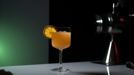 Cocktail on solid color background