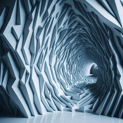 Beautiful abstract architecture background. 3D white intricate room. Modern Geometric Wallpaper. Futuristic Design. Textured background for presentation