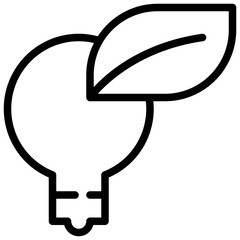light bulb think idea green power icon simple line