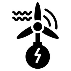 windmill power green clean energy bulb icon solid glyph