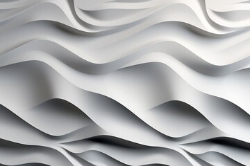 Abstract 3D illustration of a wavy pattern with light and shadow in white. Generative AI