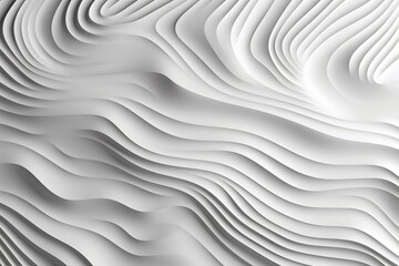 Abstract 3D illustration of a wavy pattern with light and shadow in white. Generative AI