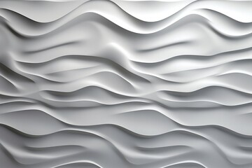 Abstract 3D illustration of a wavy pattern with light and shadow in white. Generative AI