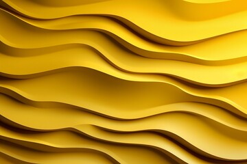 Abstract 3D illustration of a wavy pattern with light and shadow in yellow. Generative AI