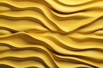 Abstract 3D illustration of a wavy pattern with light and shadow in yellow. Generative AI