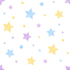 Seamless pattern with stars. Abstract children's pattern of sky and stars in cartoon style